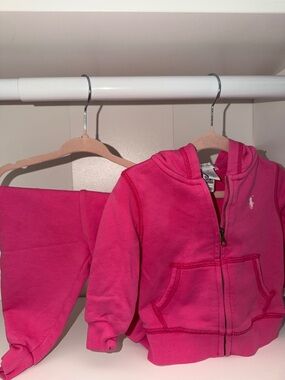 Ralph Lauren Bright Pink Zip Hoodie and Sweatpants for babies